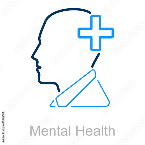 Mental Health and brain icon concept