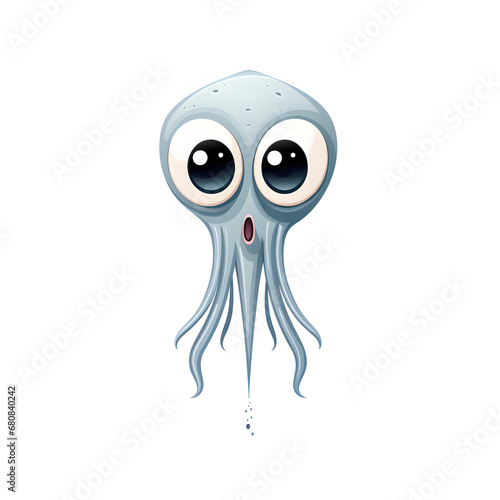 squid character simple lines funny art on white background