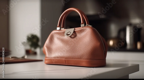 Ai Generated Amazing cute girl leather handbag