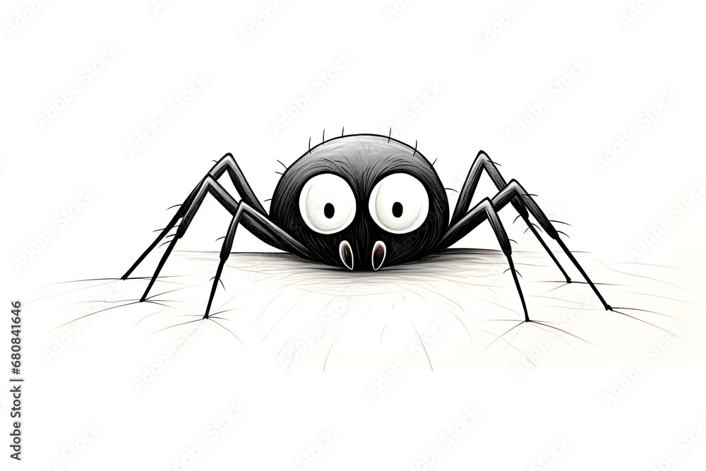 spider simple lines funny art on white background spider simple lines funny art on white background