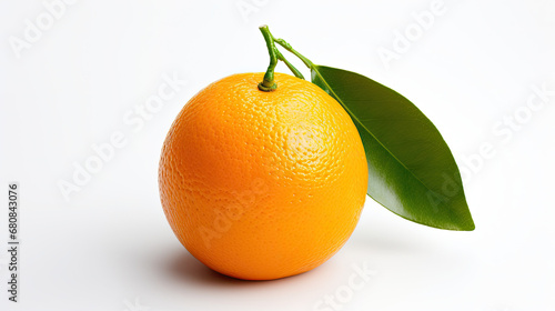 orange with leaves on white background