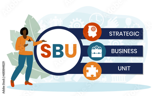 SBU - strategic business unit. acronym business concept. vector illustration concept with keywords and icons. lettering illustration with icons for web banner, flyer, landing page, presentation photo