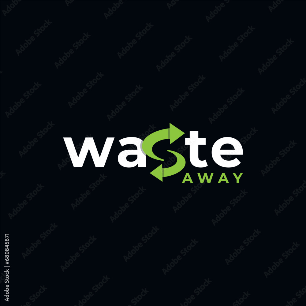 Obraz premium waste wordmark creative text logo for recycling and dustbin trash industry