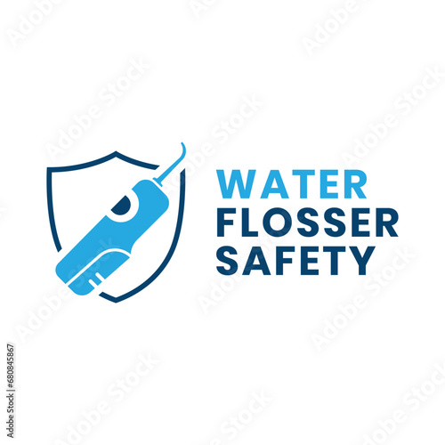 water flosser safety logo design simple modern concept