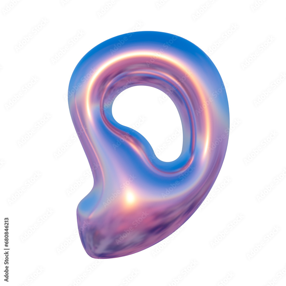 Naklejka premium Alphabet Glossy liquid Metallic