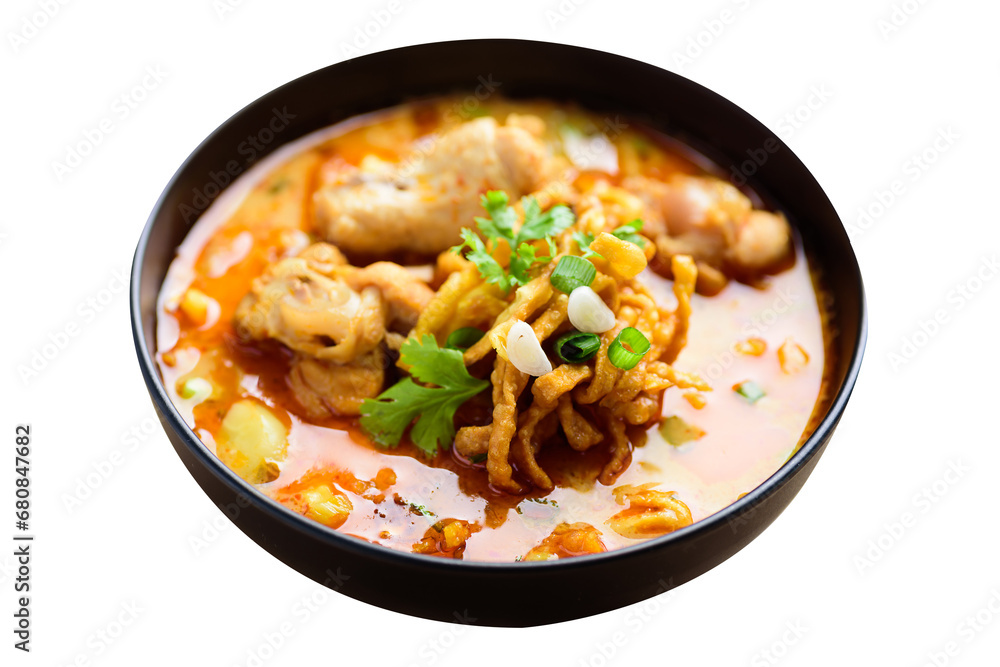 Northern Thai food (Khao Soi), Spicy curry noodles soup with chicken
