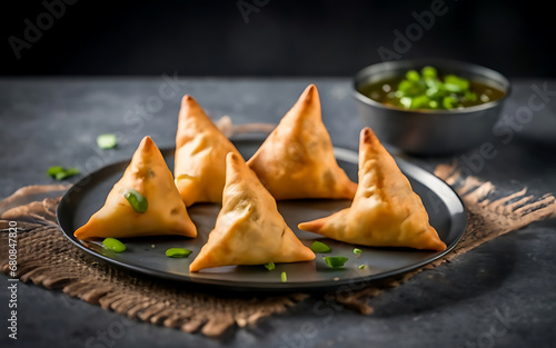 Capture the essence of Samosa in a mouthwatering food photography shot Generative AI