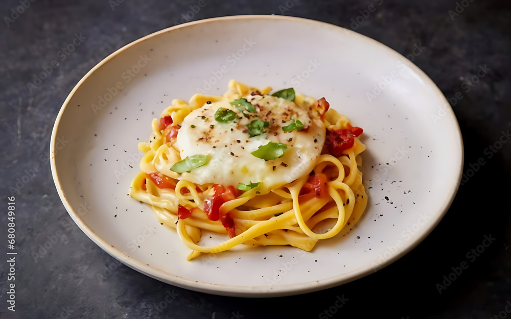 Capture the essence of Carbonara in a mouthwatering food photography shot Generative AI Capture the essence of Carbonara in a mouthwatering food photography shot Generative AI