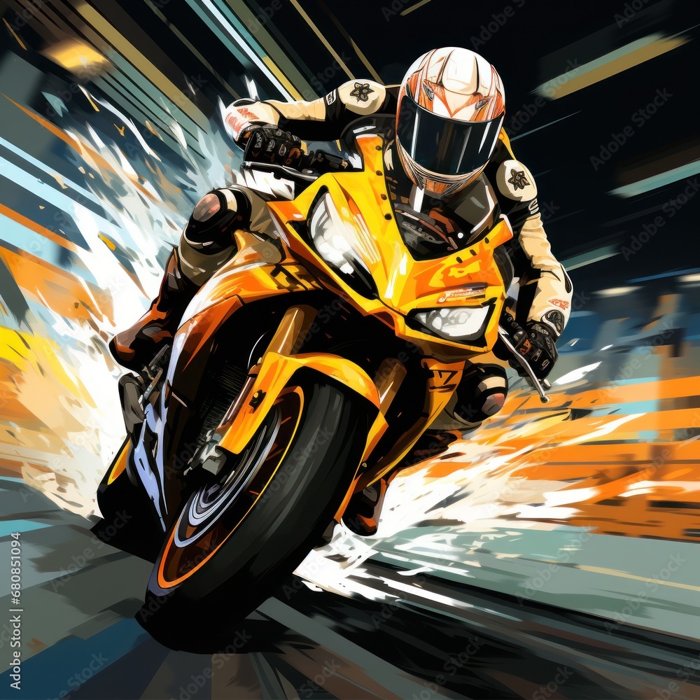 Epic Portrait Motorcycle Yellow color on black background