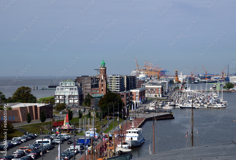 Panorama of the Port Bremerhaven at the North Sea