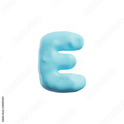 Letter E of English alphabet plasticine realistic vector illustration isolated.