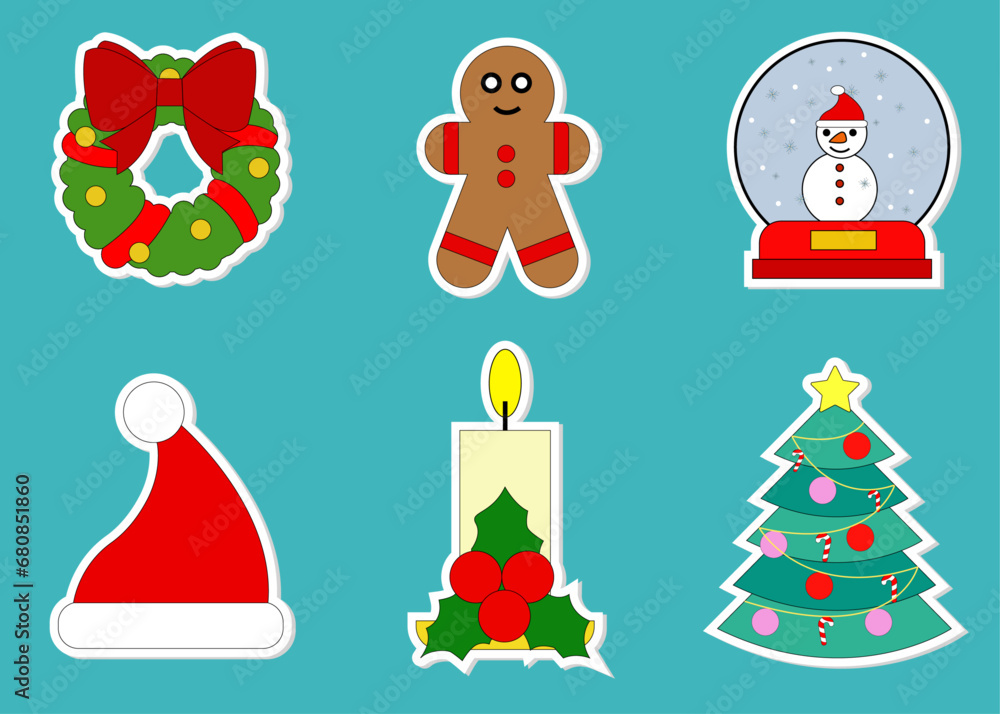 Vector Set of Christmas Stickers Pack of Xmas Patch Vector Set of Christmas Stickers Pack of Xmas Patch