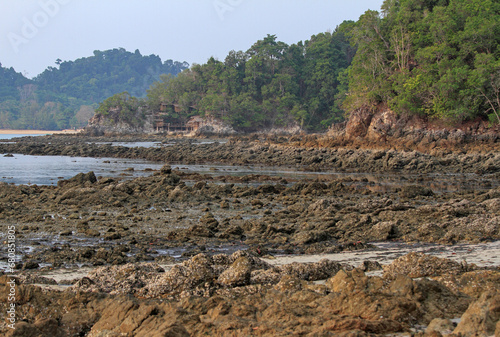 Beautiful view,Rocks at low tide, Khao Kwai Bay, Koh Phayam, Ranong Province, Thailand
