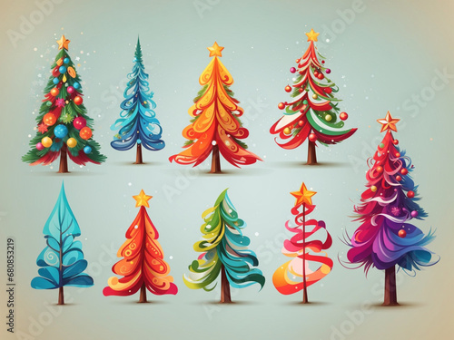 Wallpaper Mural set of christmas trees Torontodigital.ca