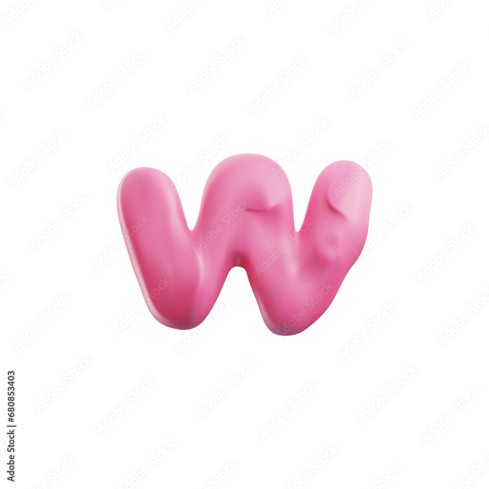 W letter with dough clay texture realistic render vector illustration isolated. W letter with dough clay texture realistic render vector illustration isolated.