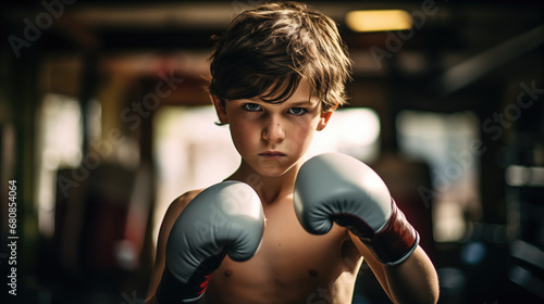 A boy in boxing gloves getting ready for boxing. © Pro Hi-Res