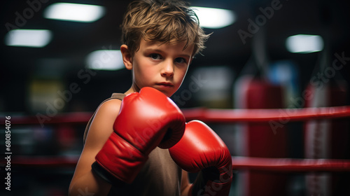 A boy in boxing gloves getting ready for boxing. © Pro Hi-Res