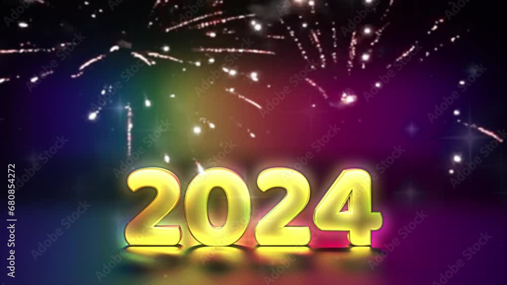 Happy new year 2024 golden symbol, 3d-illustration Happy new year 2024 golden symbol, 3d-illustration
