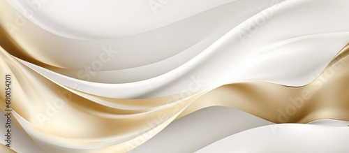 Luxury elegant white overlap brown shade wave with golden line background, AI generated
