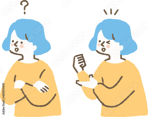 疑問を抱えている女性と解決した女性_色