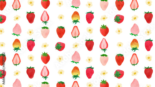 水彩のいちごの背景C　フルHDサイズ
