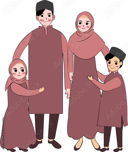 illustration of a family Moslem
