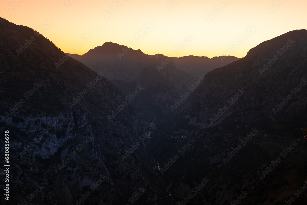 La Hermida gorge from Santa Catalina lookout point, Cantabria in Spain La Hermida gorge from Santa Catalina lookout point, Cantabria in Spain