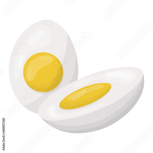 Half a boiled egg. Vector illustration on a white background