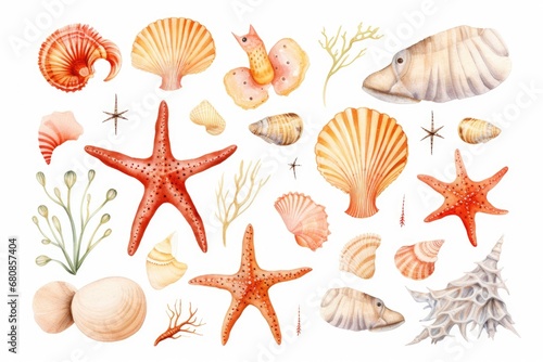 watercolor sea shells and sea life cliparts (1)