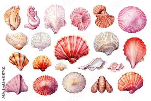 watercolor sea shells and sea life cliparts (1) photo