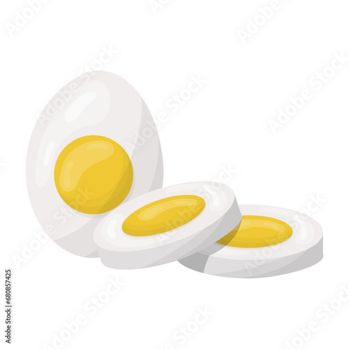 Boiled egg half and sliced. Vector illustration on a white background photo