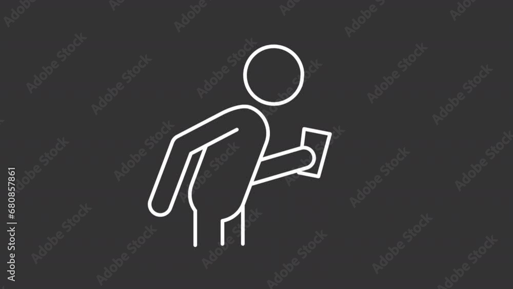 2D white creative thin line animation of person gargling icon, HD video ...