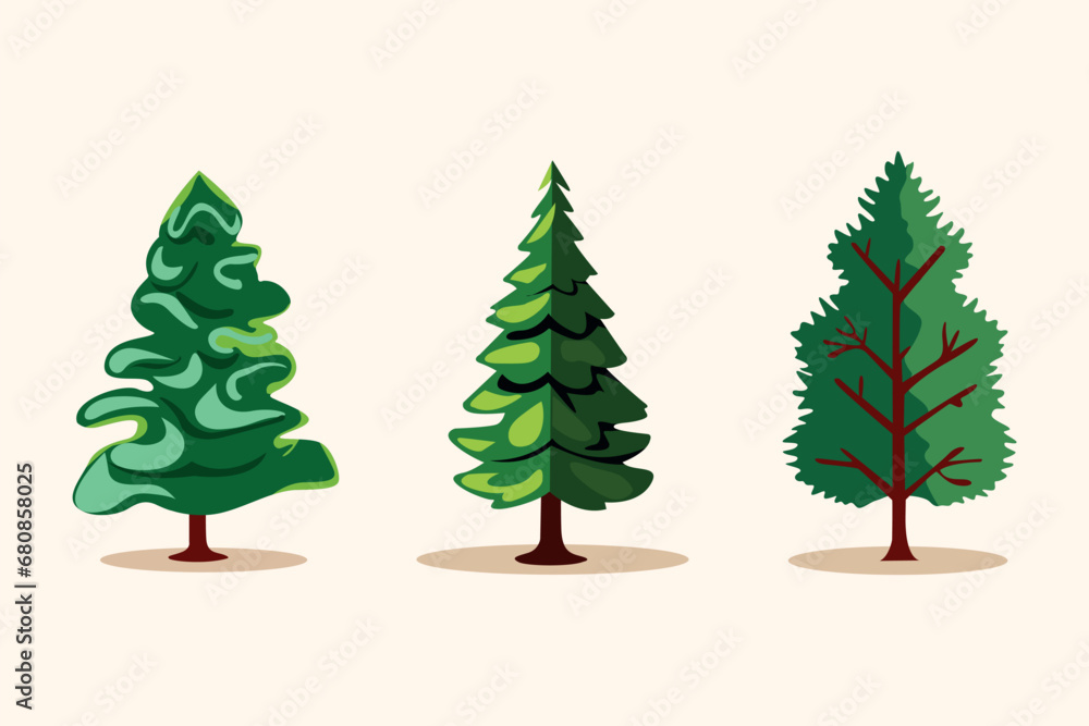 Christmas trees set vector illustration manually created Christmas trees set vector illustration manually created