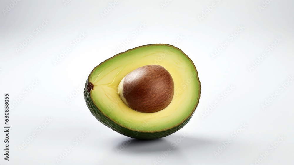 close-up portrait of an avocado against white background, AI generated, background image