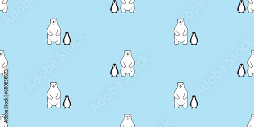 bear polar penguin seamless pattern bird vector pet doodle cartoon gift wrapping paper repeat wallpaper tile background illustration scarf isolated design