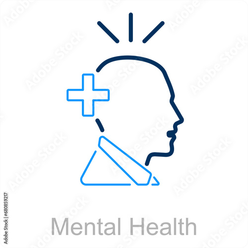 Mental Health and mental icon concept