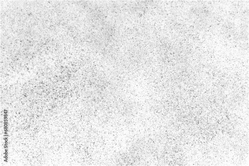 Black Halftone Texture On White Background. Modern Dotted Futuristic Backdrop. Fade Noise Overlay. Digitally Generated Image. Pop Art Style. Vector Illustration.