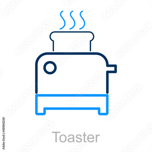 Toaster and bread toaster icon concept 
