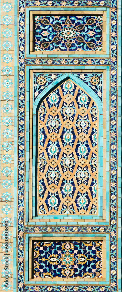 Antique ceramic tile pattern, Arabic mosaic on the building.