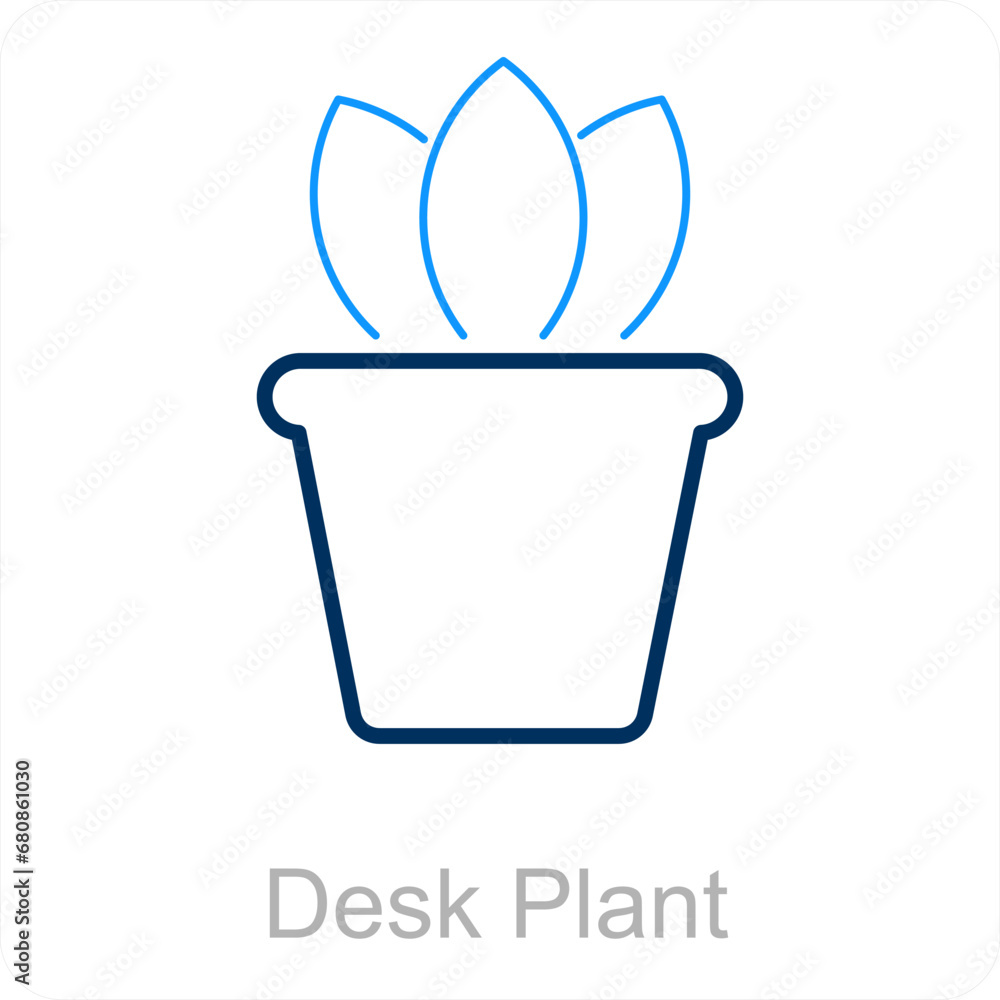Desk Plant and desk icon concept Desk Plant and desk icon concept