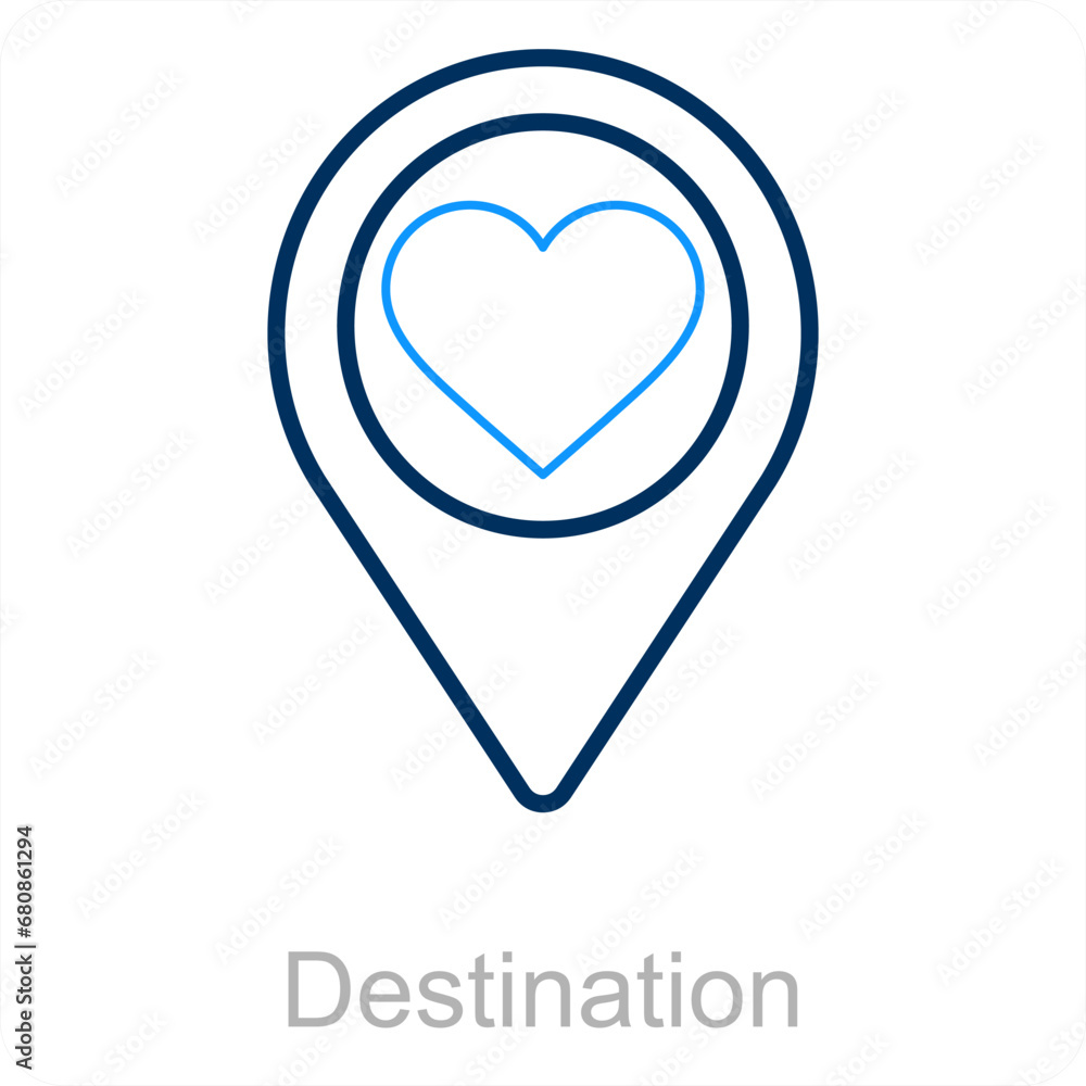 Destination and heart icon concept Destination and heart icon concept