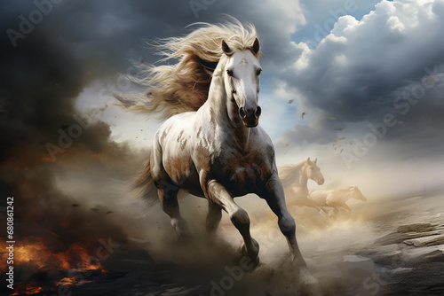 white horse in the dark