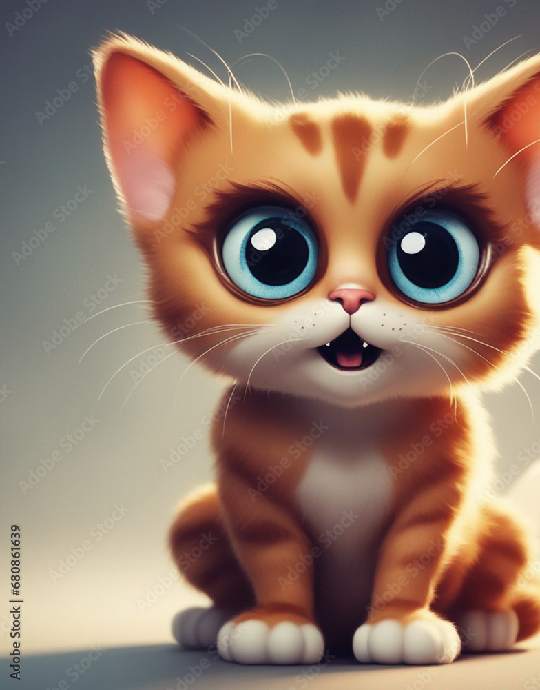 cute cat illustration, AI generated.