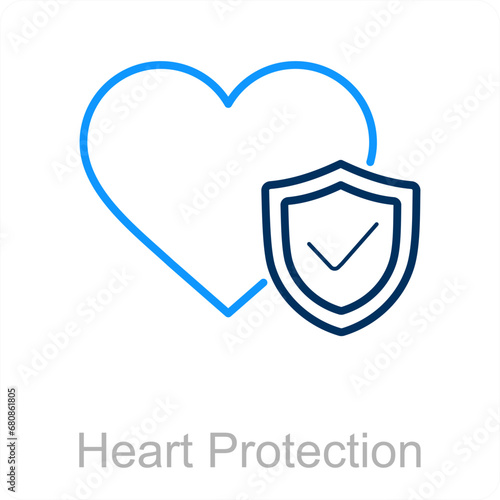 Heart Protection and heart icon concept 