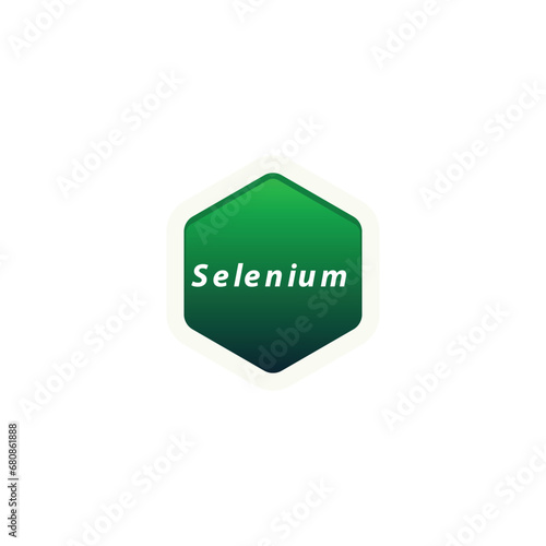 Selenium symbol label vector, hexagon shape with text, Suitable for health product packaging.
