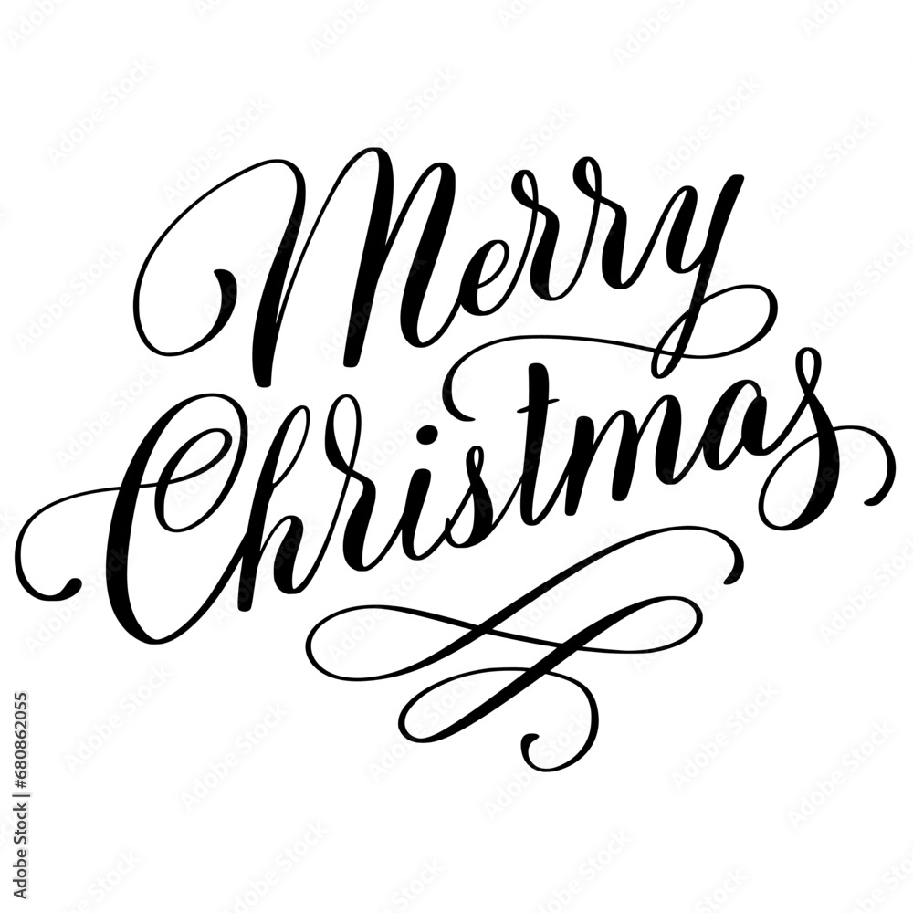 Merry Christmas brush script calligraphy isolated on white background. Type vector illustration. Merry Christmas brush script calligraphy isolated on white background. Type vector illustration.