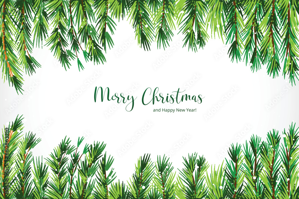 Fototapeta premium Christmas wreath holiday card background