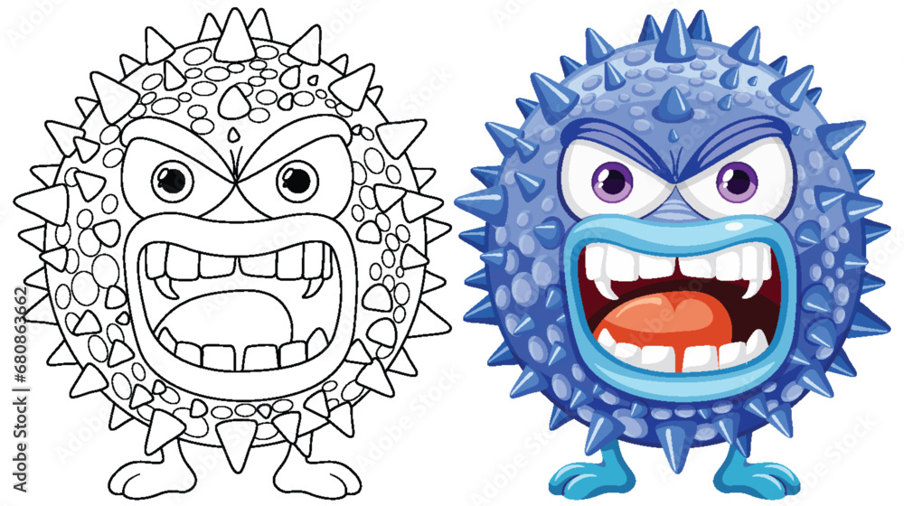 Spiky Bacteria Germ Virus Monster Cartoon Character