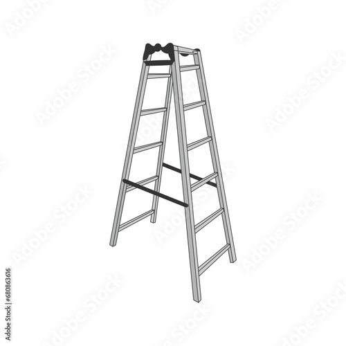 Isolated of Aluminum Folding Ladder on White Background