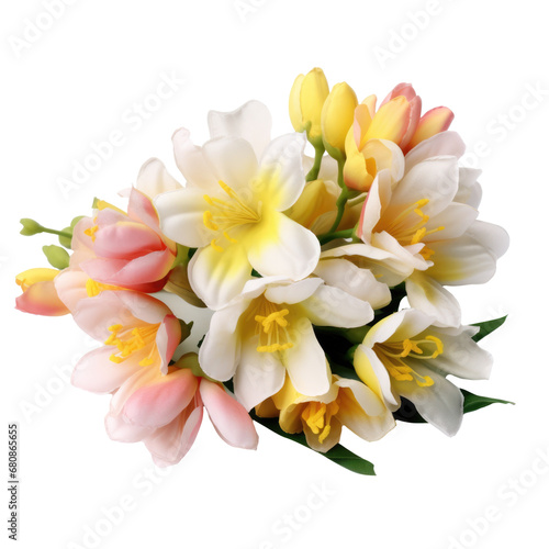 Beautiful freesia flowers on white or transparent background  png